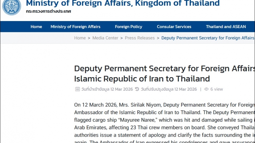 Thái Lan phản đối vụ tấn công tàu biển ở Hormuz, yêu cầu Iran xin lỗi